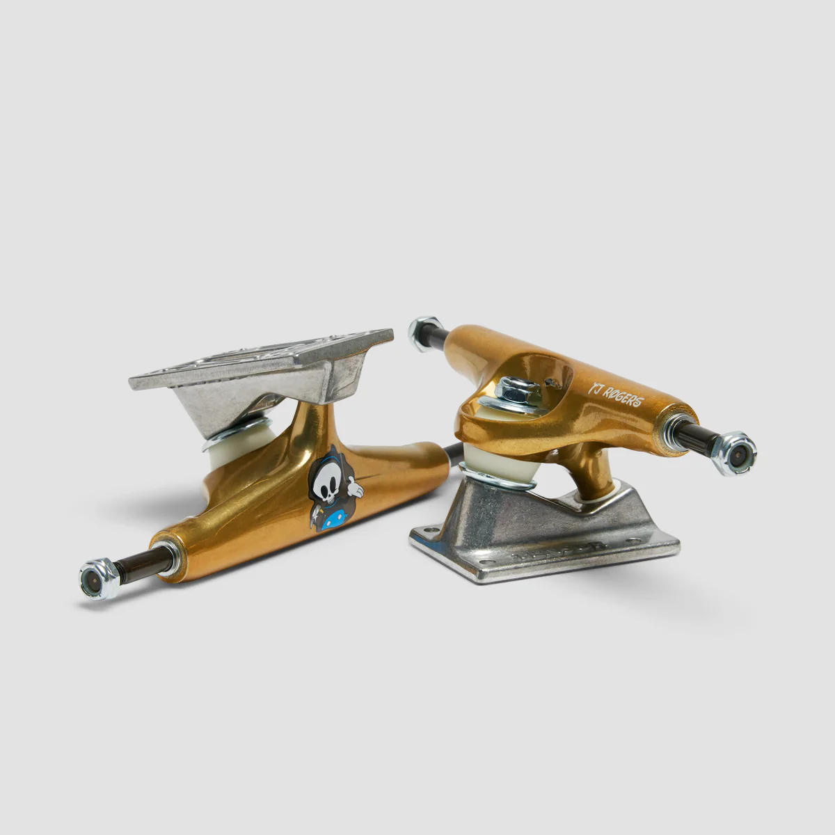 Tensor Aluminum Trippy Character 5.5 Skateboard Trucks 1 Pair TJ Rogers Gold/Raw - 8.25" - Image 3